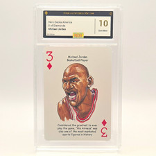 Hero Decks America Michael Jordan 3 of Diamonds #3 Bulls NBA Graded Card picture