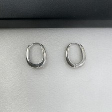 Small Oval Silver Hoop Earrings for Women picture