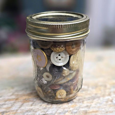 Vintage Original Mixed Lot Round Sewing Buttons, Multicolor, Glass Jar 51-100 picture