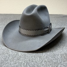 Larry Mahan's Collection Gray Felt Western Cowboy Hat Long Oval Size 7 1/8 picture