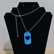 VTG JB Justin Bieber Dog Tag Necklace 2012 Bieber Times Merchandise Blue Heart picture