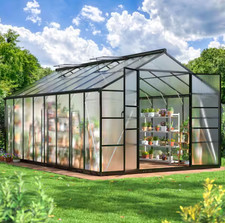 10x16 FT Polycarbonate Greenhouse, Quick Setup, Roof Vent, Walk-in Aluminum picture