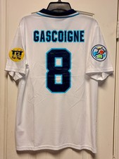 BNWT GASCOIGNE #8 England UEFA Euro '96 Home Jersey Reissue Replica Shirt Large picture