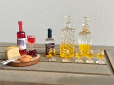 1:24 Dollhouse Miniature drink Wine Bottle BBQ chicken cheese board coffee picture