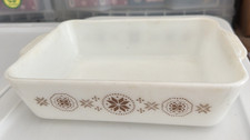 Vtg Pyrex Town & Country 503 Refrigerator Dish Brown Snowflake  1/2 Qt picture