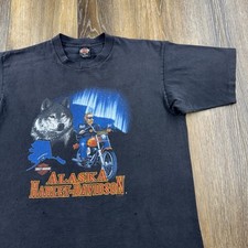 Vintage Harley Davidson Shirt Mens XL Black Alaska House Of Anchorage Bear Wolf picture