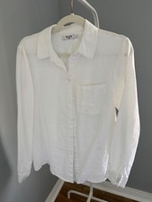 NA-KD Women’s White Button Down Shirt Size 34 Long Sleeve Relaxed Fit picture