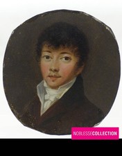 ANTIQUE FRENCH MINIATURE GENTLEMAN PORTRAIT OIL ON COPPER Circa 1820-1830 picture