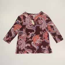 Chico's Women's Knit V-Neck 3/4 Sleeve Top Size Medium (1) Paisley Travel NOS picture