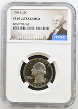 1988 S Proof Washington Quarter Graded NGC PF-69 UCAM w/ G. Washington Label picture