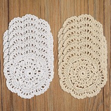 12Pcs/Lot Vintage Hand Crochet Lace Doilies Round Cup Mats Pad Small Coasters 4
