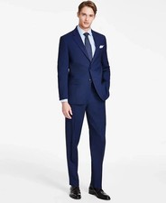 $395 Nautica Mens Blue Birdseye Modern Fit Bi Stretch Suit 42 S 36 X 30 pjl2926a picture