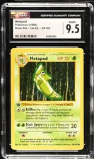 CGC 9.5 MINT+ Metapod 54/102 1st Edition Shadowless Base Set Pokemon Card picture