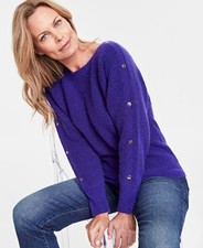 I.n.c. International Concepts Button-Sleeve Boat-Neck Sweater Womens L Deep Iris picture