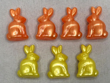 BeadTin 7 Pearl Opaque Easter Bunnies Novelty Pony Beads Orange & Yellow 4mm picture