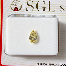 0.22 Ct Natural Fancy Yellow Diamond Pear Cut VVS2 SGL Certified Loose Diamond picture