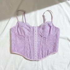 SHEIN Women’s Large 8/10 Lilac Lavender Corset Bustier Crop Tank Top Hook Eye picture