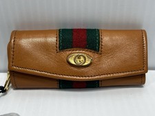 Vintage Rare 1970s/80s Gucci Mexico Green-Red Web Calfskin Key Case picture