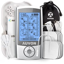 AUVON 24 Modes TENS Unit Muscle Stimulator for Pain 16 Piece Set, A-silver picture