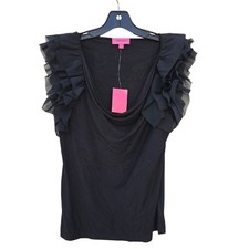 NWT Carmen Marc Valvo Ruffle Flutter Sleeve Cowl Neck Rich Mom Hamptons Detail picture