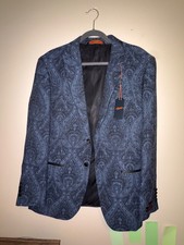 Blue & Black Paisley Men’s Suit Jacket 42R New w/Tags, Egara Men’s Warehouse picture
