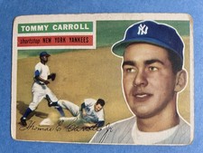 1956 Topps Tom Carroll #139 White Back New York Yankees Baseball Card No Creases picture