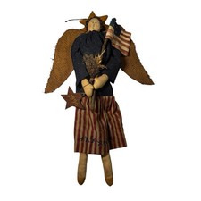 1996 Primitive Folk Art Patriotic Angel Handmade Doll,signed Peg F. 19