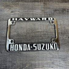 Vtg Hayward California Honda Suzuki CA Metal MOTORCYCLE LICENSE PLATE FRAME picture