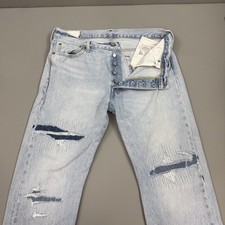 Levis 501 Jeans Mens 36x30 Blue Patchwork Premium Big E Modern Thrashed Pants picture