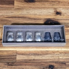 Vintage Lord Silver Inc Mini Small Sterling Salt Pepper Shakers Set of 4 w/ Box picture