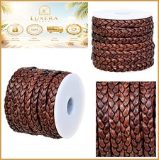 5mm Flat Braided Leather Cord 5 Meters Antique Brown Distressed Jewelry Making picture