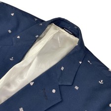 Croft & Barrow Men’s 100% Cotton 2-Button Blazer Navy Nautical/Anchors • 46R picture