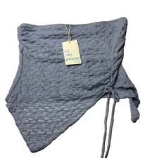 See You Monday Asymmetrical Strapless Tube Top Size Large Blue Crinkle NWT picture