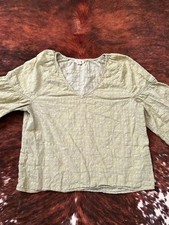 a.n.a Light Sage Green Textured V-Neck Blouse picture