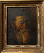 Continental 19th Century School Old Man Portrait Oil on Canvas Signed picture