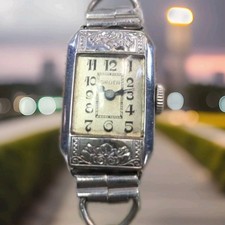 Vintage Gruen 14K Filled White Gold Case & Back Art Deco Watch RUNS picture