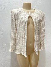 Vintage Stenay Ivory Silk Beaded Pearl Sequin Evening Jacket Wedding Medium picture
