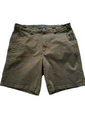 Orvis Men's Olive Shorts Cotton Chino Shorts Flat Front Solid Pockets Button picture
