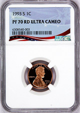 1993-S Lincoln Cent Graded PF70RD Ultra Cameo by NGC - Registry Quality Coin picture