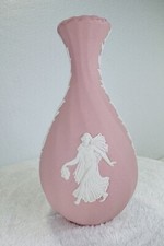 Wedgwood Pink Jasperware Dancing Hours Still Vase Fluted 5.5” Rare Vintage picture
