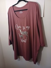 Catherines Womens Sleepwear Deer to my Heart 100% Cotton  Shirt New Size 4X picture