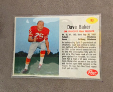1962 Post Dave Baker #93 San Francisco 49ers Base Set Football Card picture