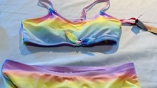 Brand New Justice Girls Ombre Multicolor Bikini Set Adjustable Strap XL 16/18 picture