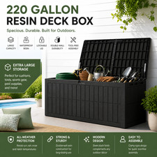 220 Gallon Outdoor Storage Box WaterProof Deck Box for Patio Garden Furniture picture
