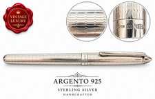 70s Italian Handmade 925 Solid Silver Guilloché Fountain Pen picture