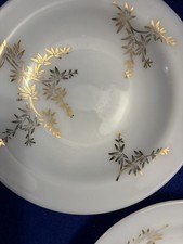 Vintage Federal Glass Golden Bamboo Milk Glass Bowls 8