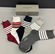 Thom Browne Four Stripe Crew Socks 5 Pairs Mixed Color Knit Socks picture