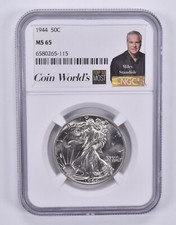 1944 Walking Liberty Half Dollar 50c MS65 NGC Miles Standish Label picture