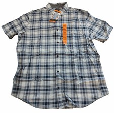 Grizzly Mountain Mens Cotton Short Sleeve Button Down Shirt Blue XXL / 2XL picture