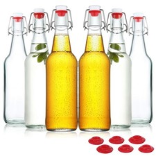 16 oz Clear Swing Top Glass Bottles with Airtight Lids 6 Pack picture